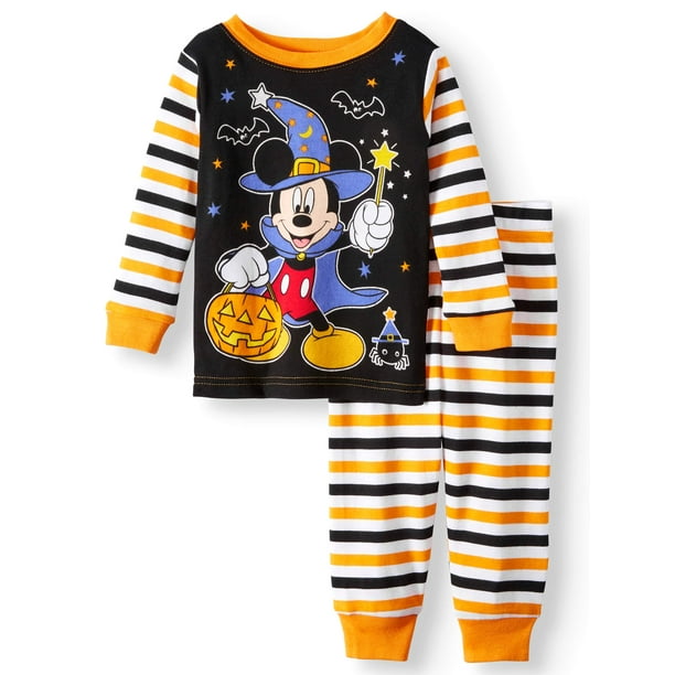 Mickey Mouse Figure Halloween Disney 2pc Pumpkin Pajamas NEW Outfit Boys 9M 12M 